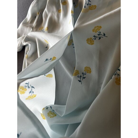 Elodie Long Sleeve Blouse Womens XS light blue green floral elastic waist/sleeve - Picture 12 of 14